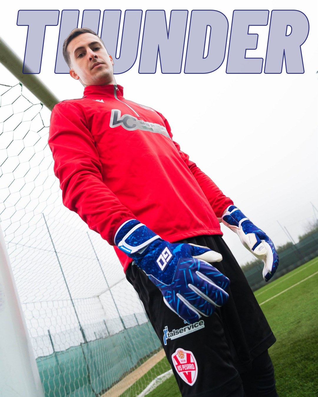 Portiere con i guanti GO Blue Thunder incrociati